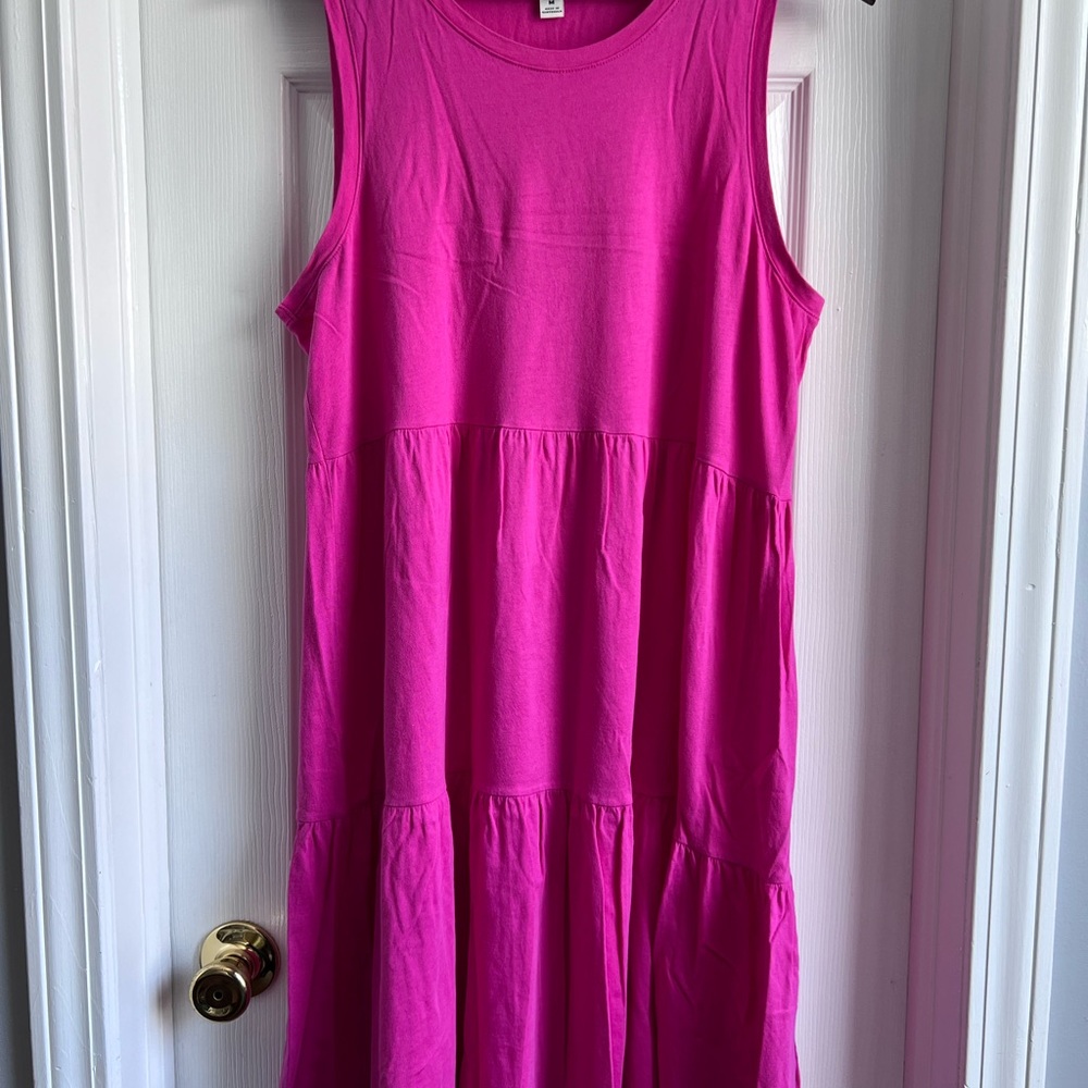 J. Crew Pink Tiered Midi Sundress